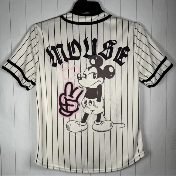 Disney Adult Mickey Mouse Baseball Jersey Sporty Collector’s Shirt Women’s XS - Picture 2 of 3